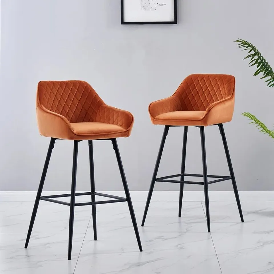 BOXED ESPOSITO 68CM UPHOLSTERED BAR STOOL WITH ARM (SET OF 2)