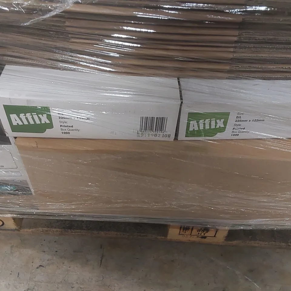 PALLET CONTAINING A LARGE QUANTITY OF ASSORTED ITEMS INCLUDING: BOXES, TAPE, PALLET WRAP ECT