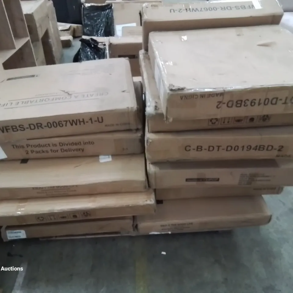 PALLET OF VARIOUS INCOMPLETE BOXED FURNITURE SETS 
