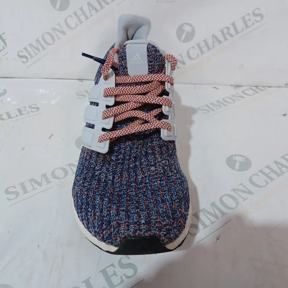 BOXED PAIR OF ADIDAS ULTRA BOOST TRAINERS IN BLUE/MULTICOLOUR UK SIZE 7