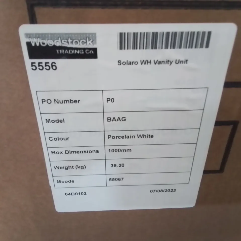 BOXED AS NEW SOLARO WALLHUNG VANITY UNIT IN PORCELAIN WHITE - 1000MM