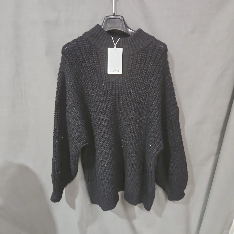 MONKI BLACK CHUNKY KNIT JUMPER – OVERSIZED FIT - M 