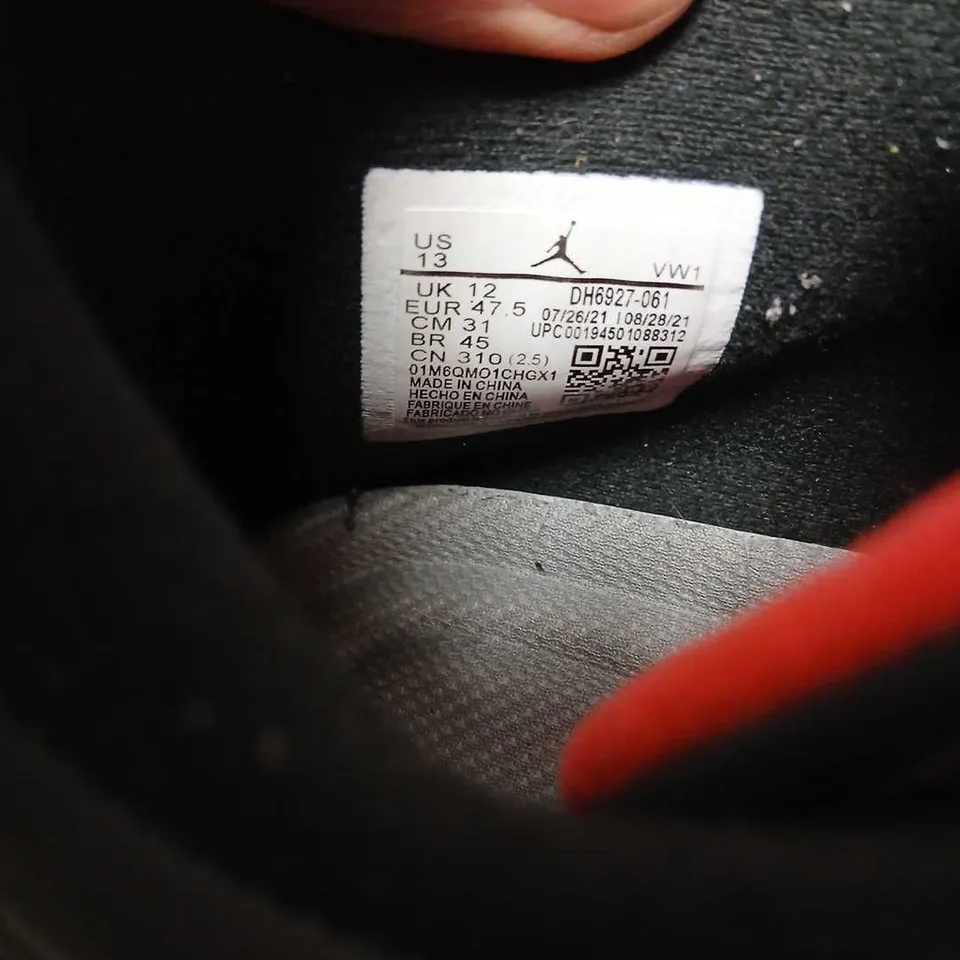 AIR JORDAN-STYLE SNEAKERS – GREY/BLACK WITH ORANGE ACCENTS, UK 12 (US 13)