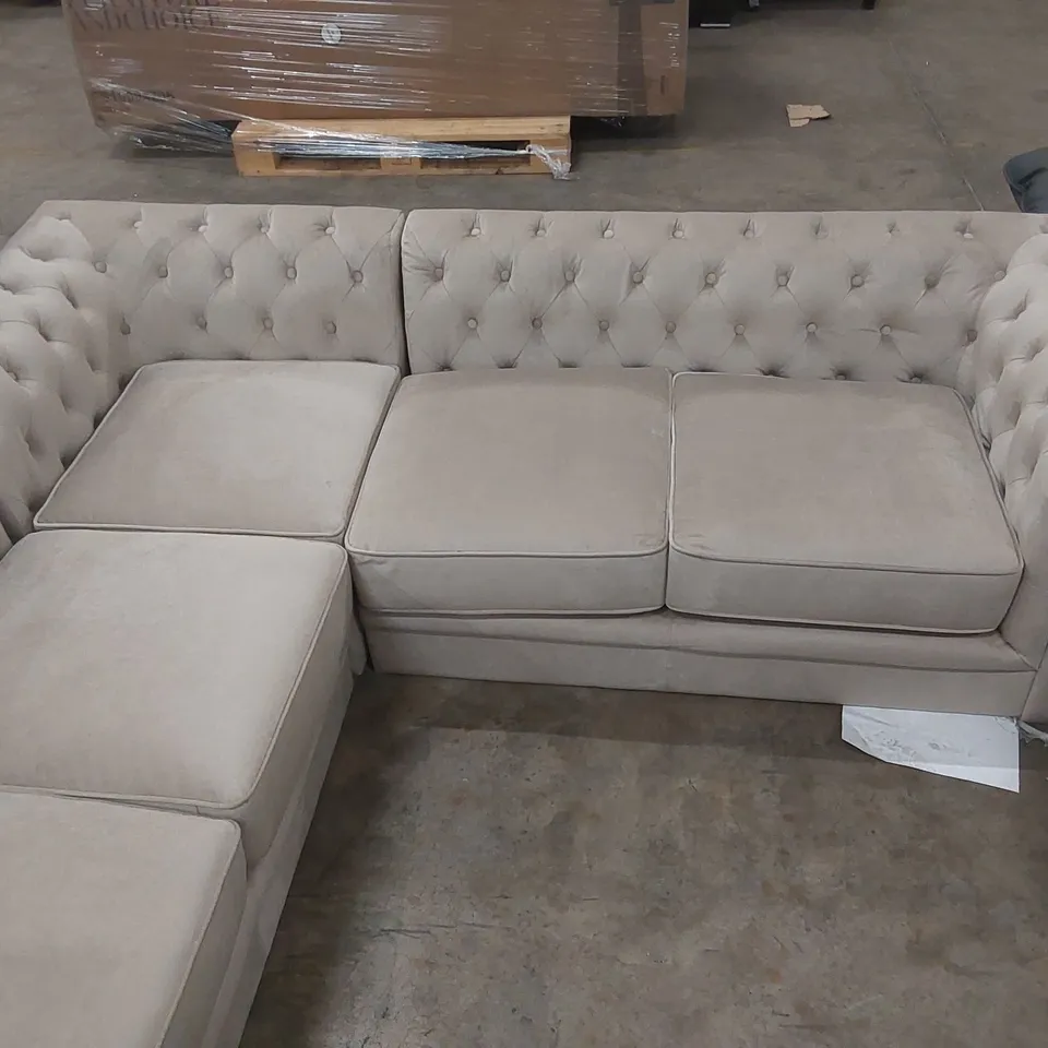 QUALITY DESIGNER VELVET CHESTERFIELD CORNER SOFA 