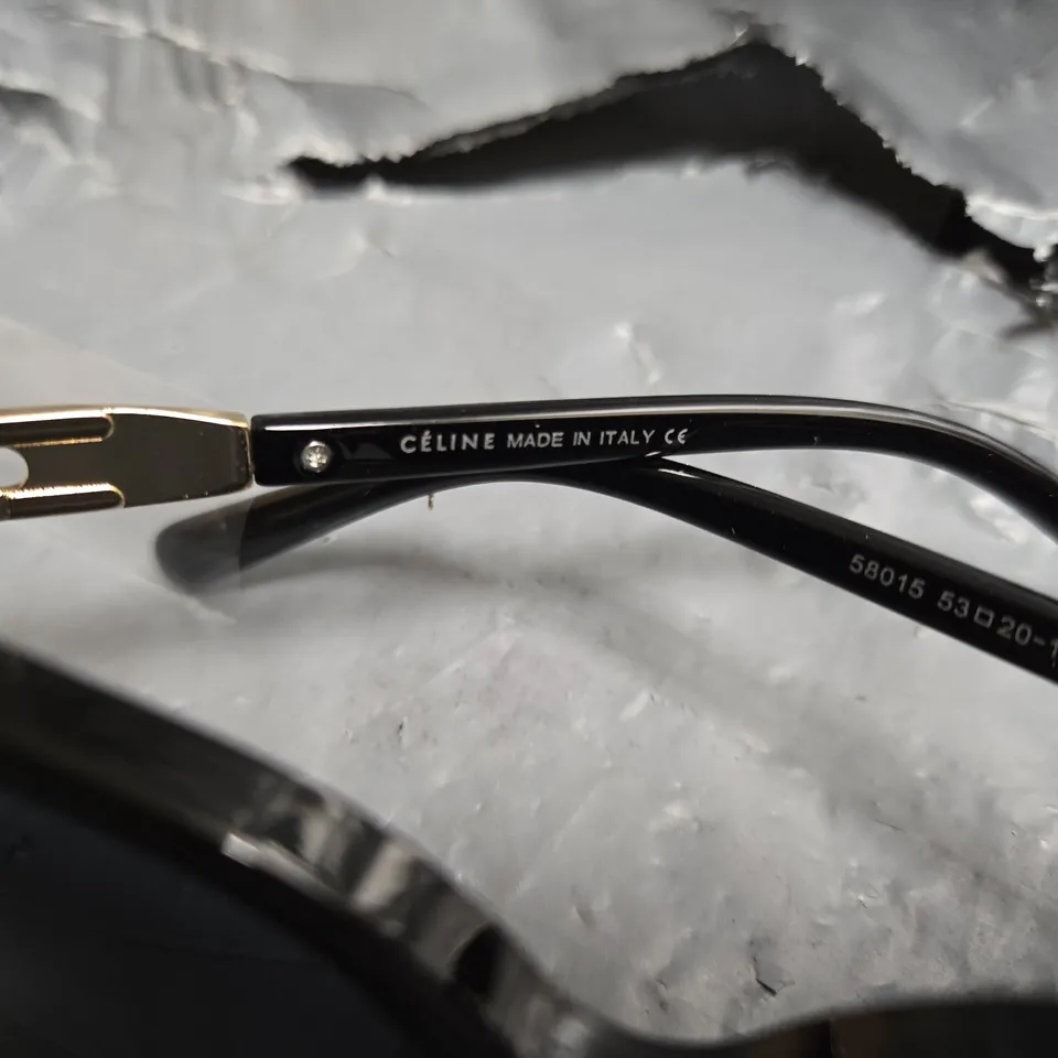 CÉLINE SUNGLASSES – BLACK WITH GOLD-TONE ARMS, MADE IN ITALY (MODEL 58015)