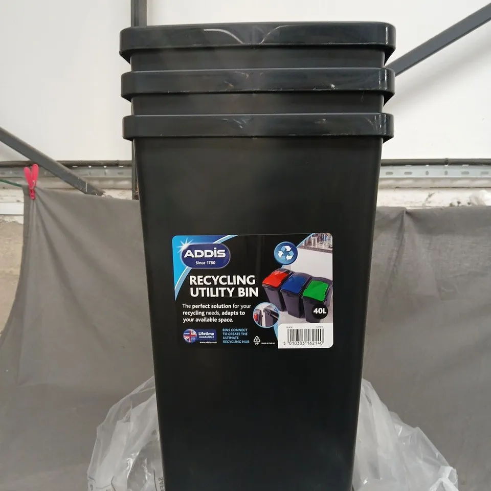 ADDIS SET OF RECYCLING 100% RECYCLED PLASTIC WASTE BINS