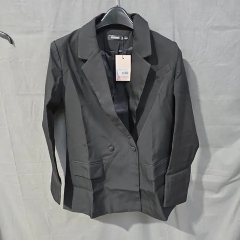 MISSGUIDED TAILORED DOUBLE-BREASTED BLAZER – BLACK, UK 4