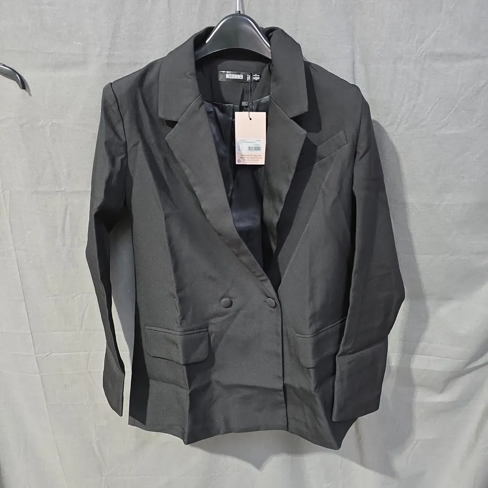 MISSGUIDED TAILORED DOUBLE-BREASTED BLAZER – BLACK, UK 4