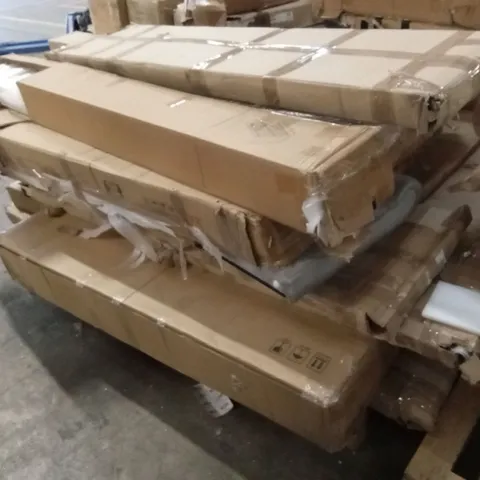 PALLET OF DESIGNER HOME FURNITURE PARTS AND PIECES; WARDROBE AND BED PARTS ETC