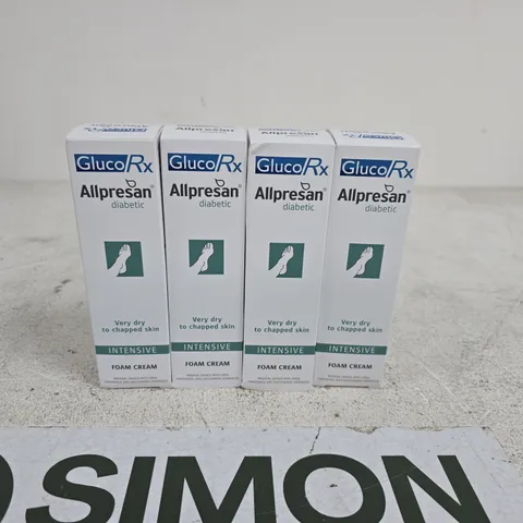SET OF 4 GLUCO RX ALLPRESAN DIABETIC INTENSIVE FOAM CREAM 125ML