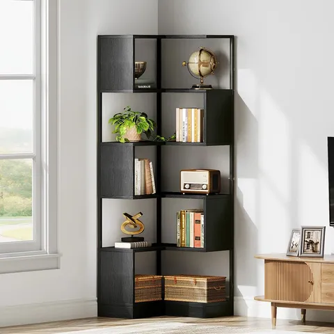 BOXED ALISANDE 180CM H × 60CM W METAL CORNER BOOKCASE