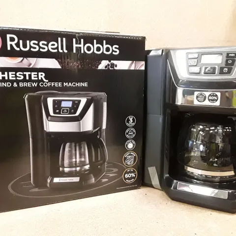 BOXED RUSSEL HOBBS 22000 CHESTER GRIND AND BREW COFFEE MACHINE