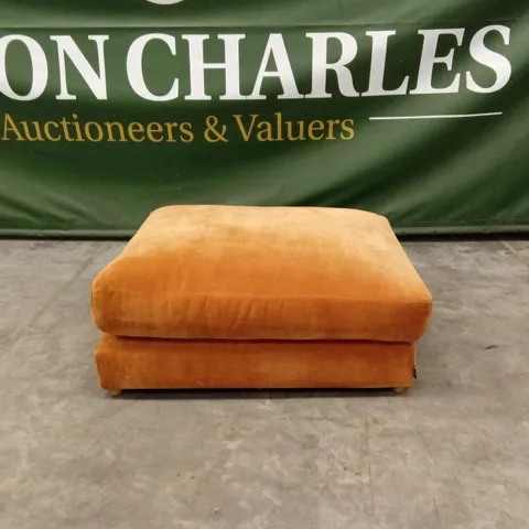 DESIGNER LARGE RECTANGULAR ORANGE FABRIC FOOTSTOOL