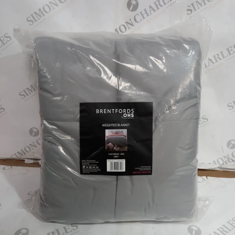 BRENTFORDS OHS WEIGHTED BLANKET 125X180CM 6KG GREY
