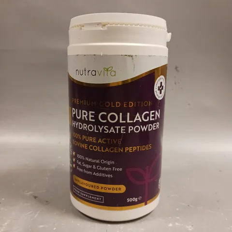 SEALED NUTRAVITA PREMIUM GOLD EDITION PURE COLLAGEN HYDROLYSATE POWDER - UNFLAVOURED - 500G