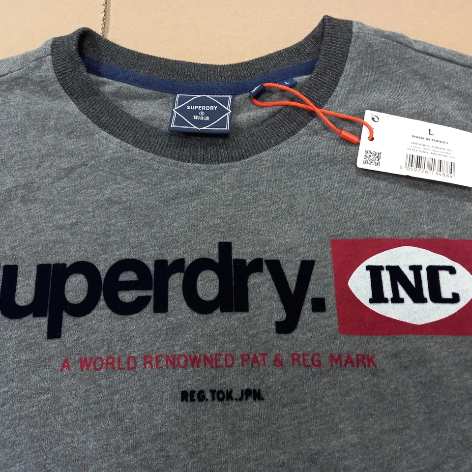 SUPERDRY VINTAGE RINGER TEE IN GREY - L