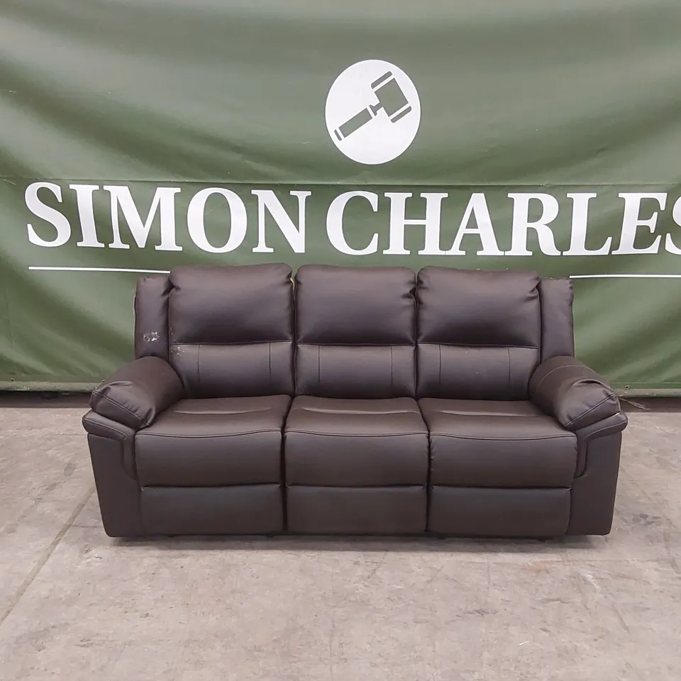 ALBION LUXURY FAUX LEATHER 3 SEATER HIGH BACK MANUAL RECLINER SOFA RRP £749