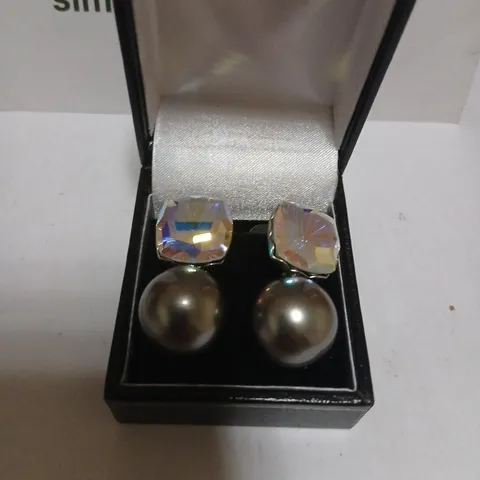 BUTLER & WILSON SQUARE CRYSTAL AND FAUX PEARL EARRINGS
