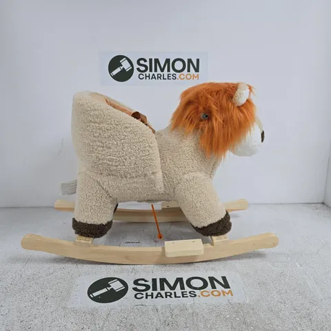 HOMCOM PLUSH LION SOUND SEAT BELT WOOD BASE BABY ROCKING HORSE BOXED