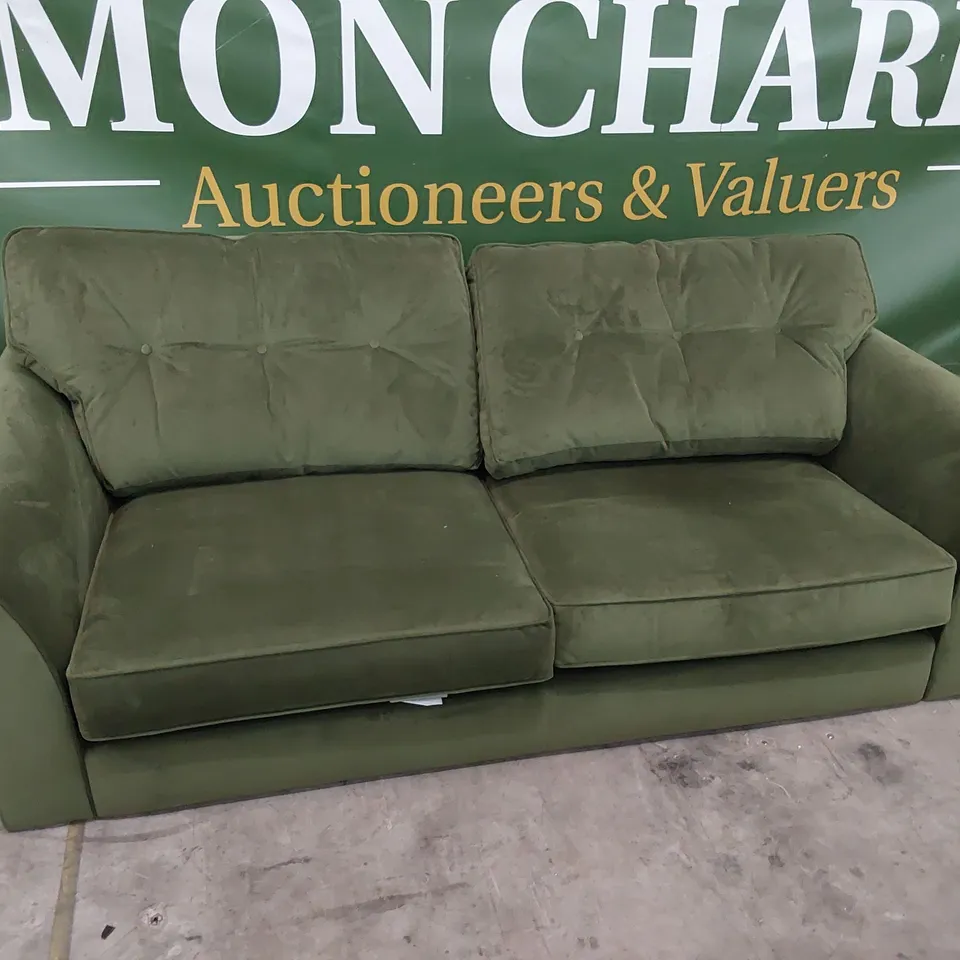 QUALITY BRITISH DESIGNER LOUNGE Co. THREE SEATER SOFA PLUSH GREEN FABRIC 