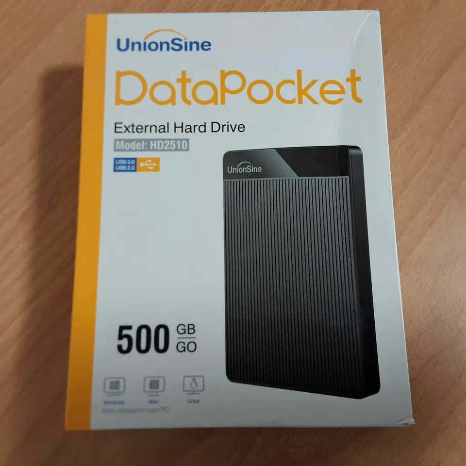 SEALED UNIONSHINE DATAPOCKET 500GB EXTERNAL HARD DRIVE - HD2510