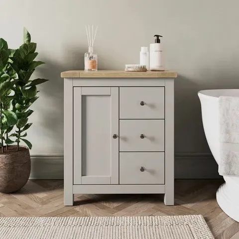 BOXED OLNEY 3 DRAWER BATHROOM CABINET - STONE (1 BOX)