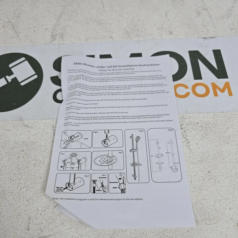 SHOWER SLIDER RAIL KIT BOXED WITH INSTRUCTIONS