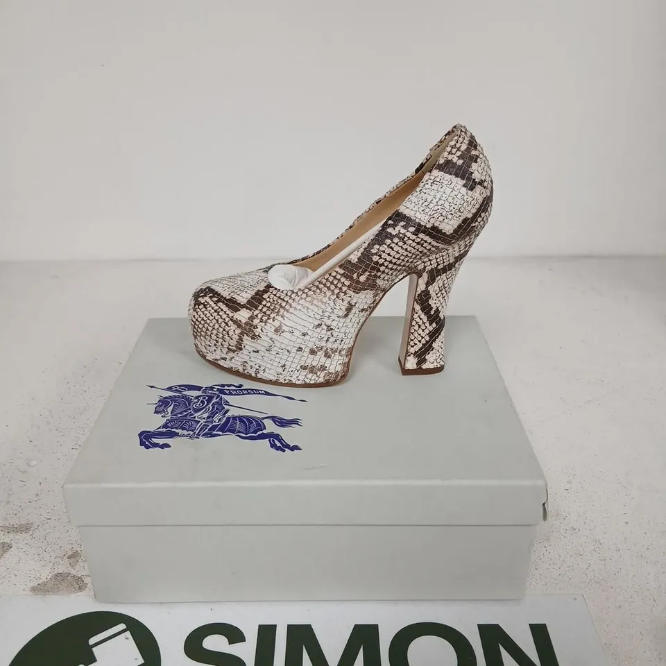 BURBERRY SNAKE PRINT LEATHER HIGH HEEL – WOMEN'S, UK4 (EU36)