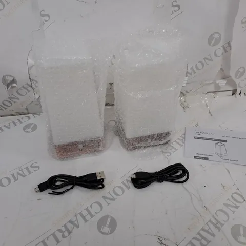 AURAGLOW SET OF 2 WIRELESS PIR HALLWAY LED NIGHT LIGHTS RECHARGEABLE VERS