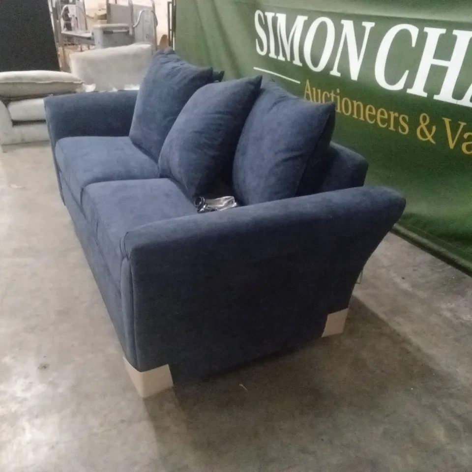 DURY FABRIC 3 SEATER SCATTER BACK SOFA - BLUE RRP £499
