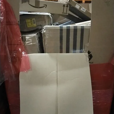 PALLET OF HOUSEHOLD ITEMS TO INCLUDE DRYWALL SANDER, LUGGAGE SCOOTER,  FLOOR MAT, PILLOW AND OTHER ASSORTED ITEMS...