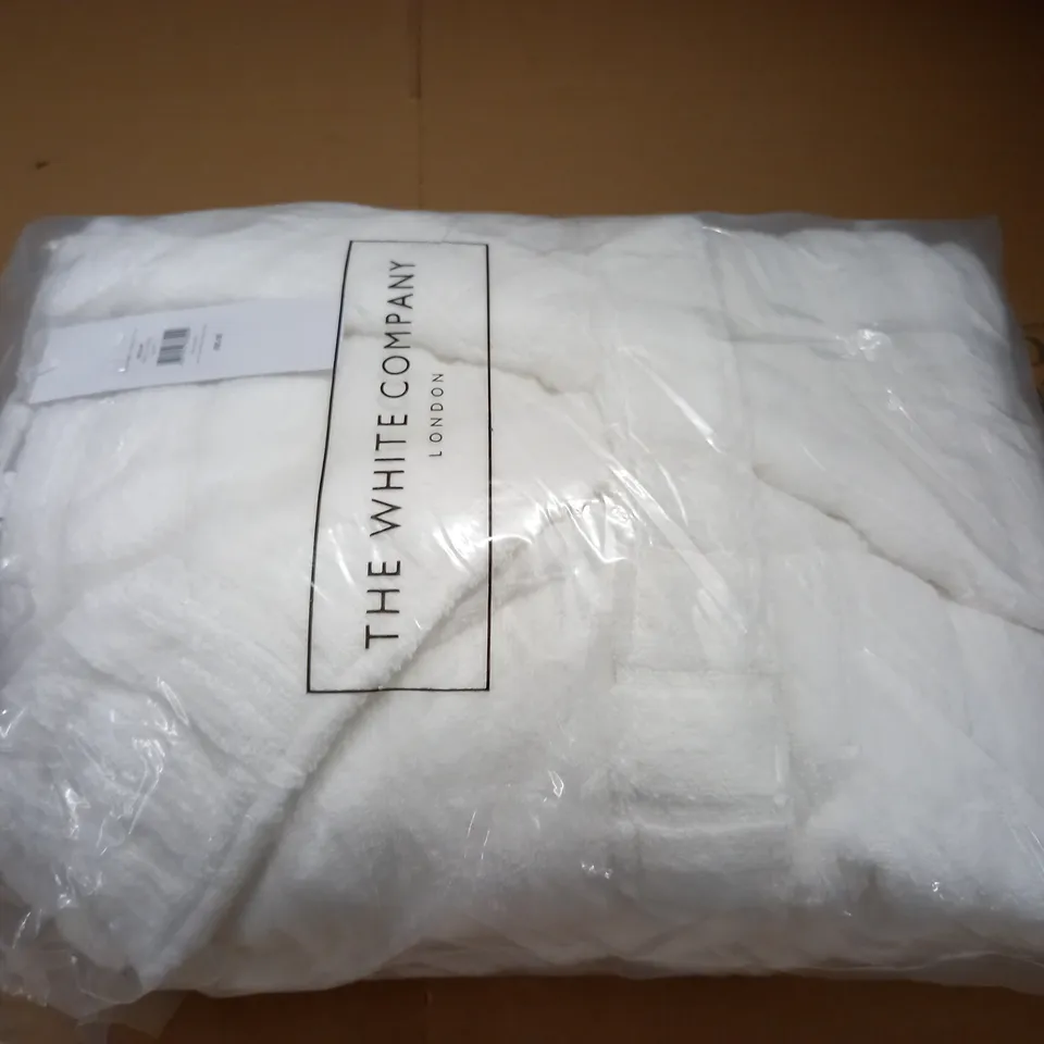 BAGGED WHITE COMPANY HOODED RIBBED HYDROCOTTON ROBE - MEDIUM RRP £85