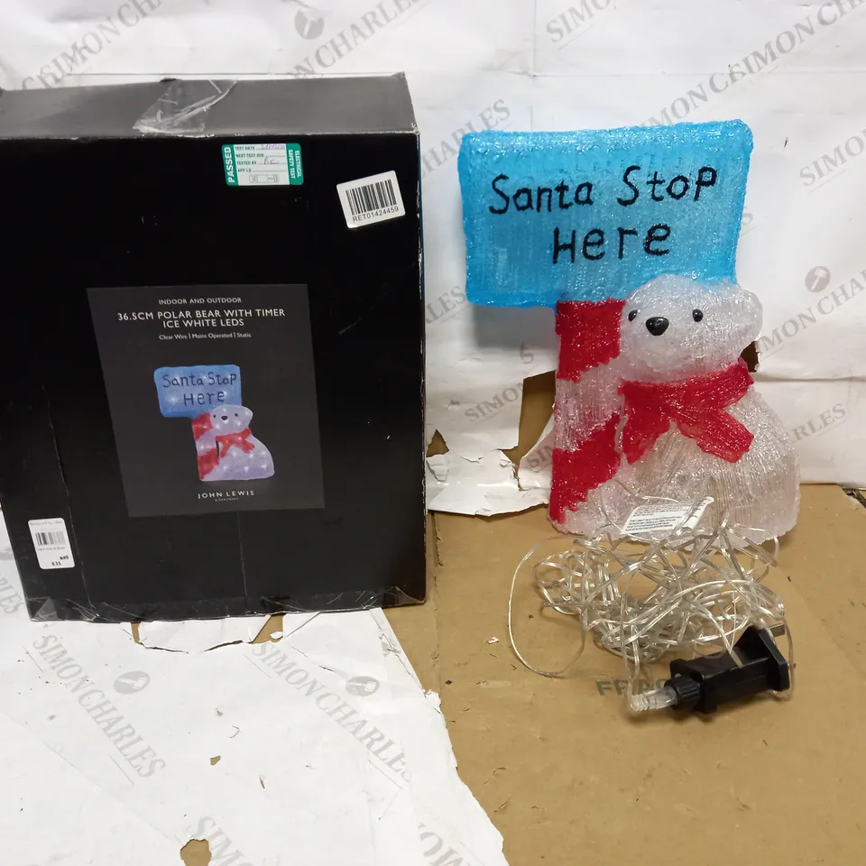 36.5CM POLAR BEAR WITH TIMER ICE WHITE LEDS