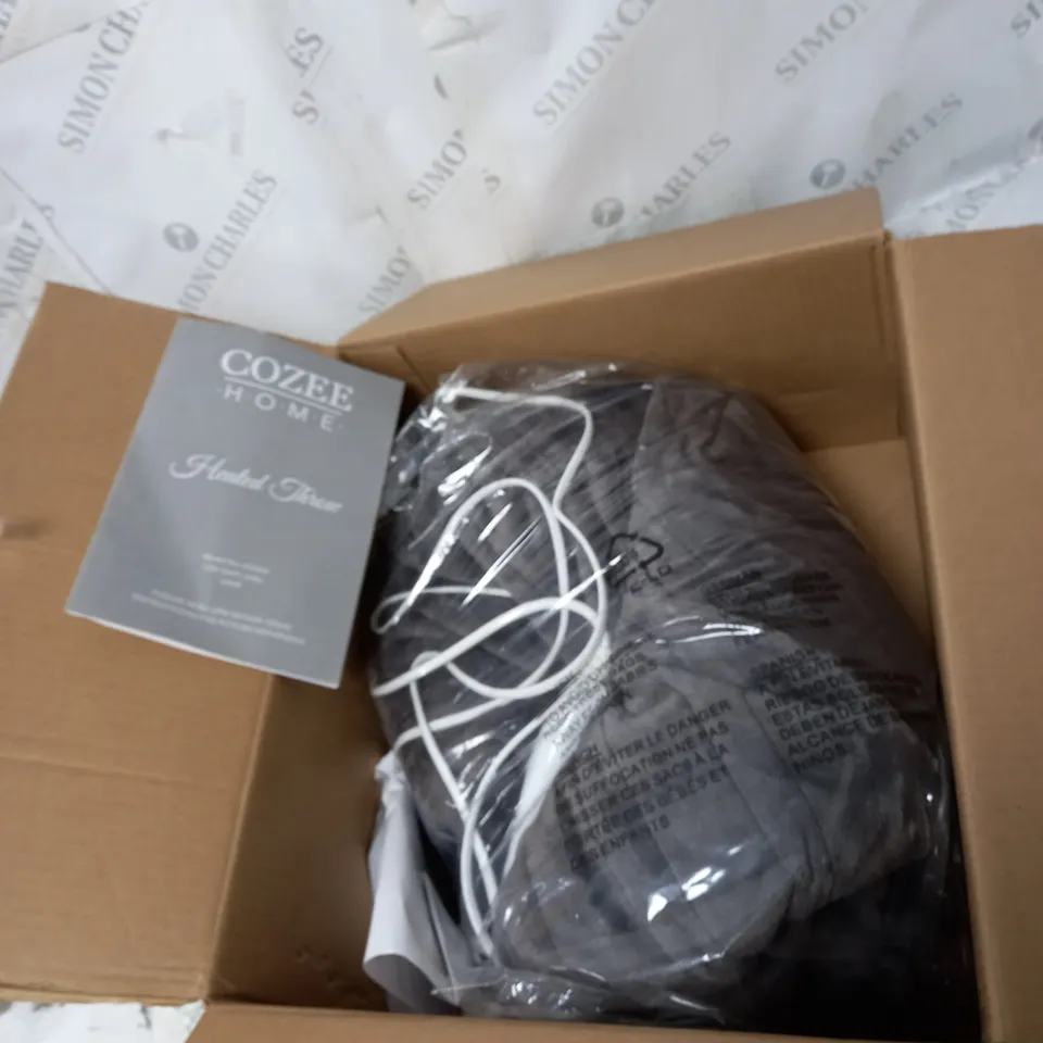  BOXED COZEE HOME HEATED BLANKET IN CHARCOAL 