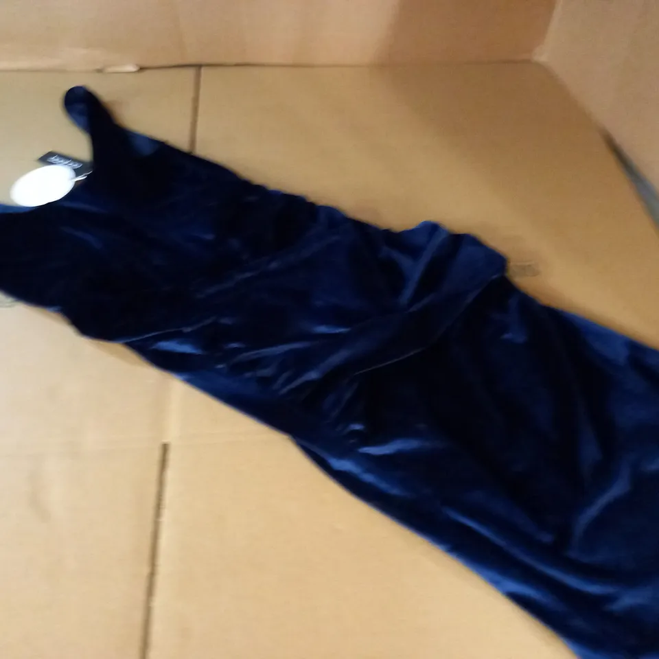 BOOHOO VELVET CORSET DETAIL RUCHED DRESS IN NAVY - 8