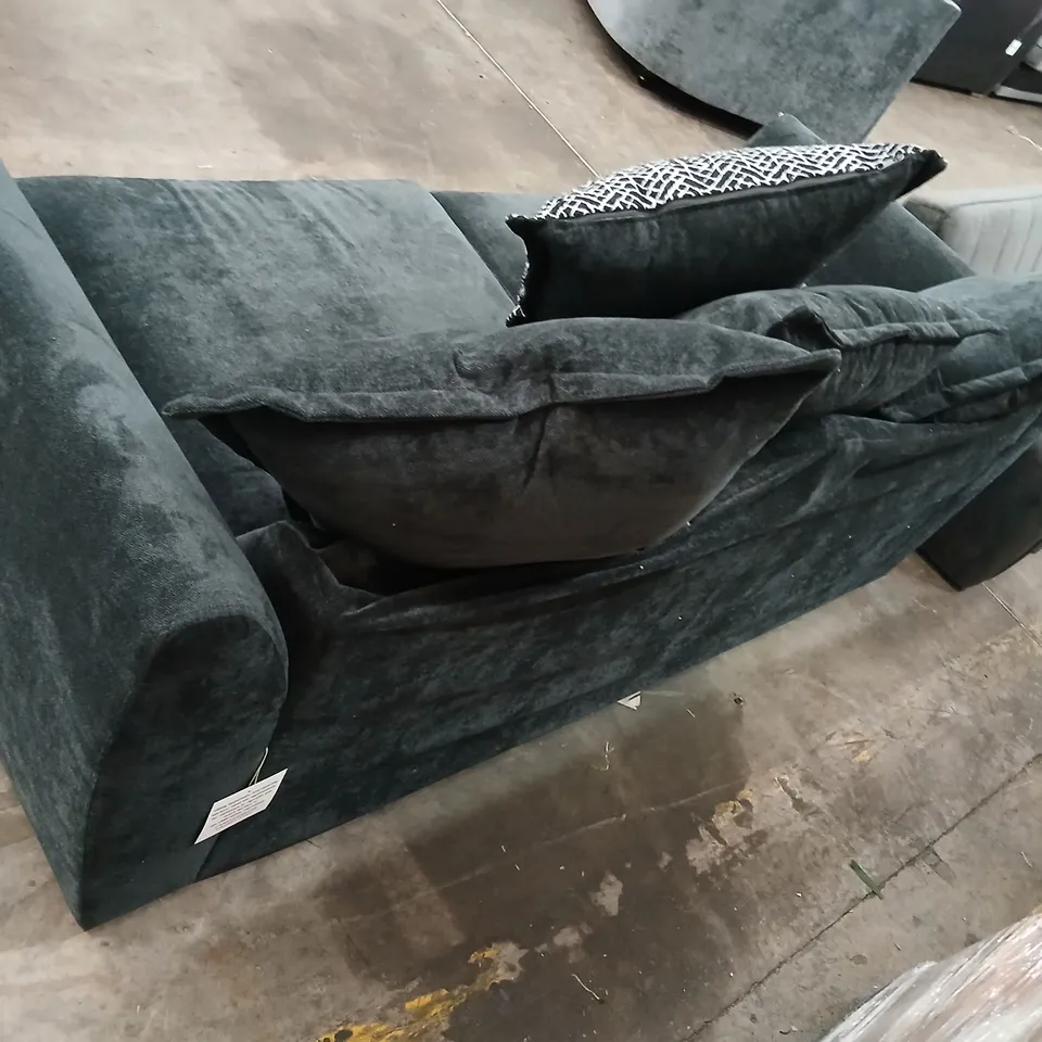 BLACK FABRIC TWO-SEAT SOFA WITH CUSHIONS