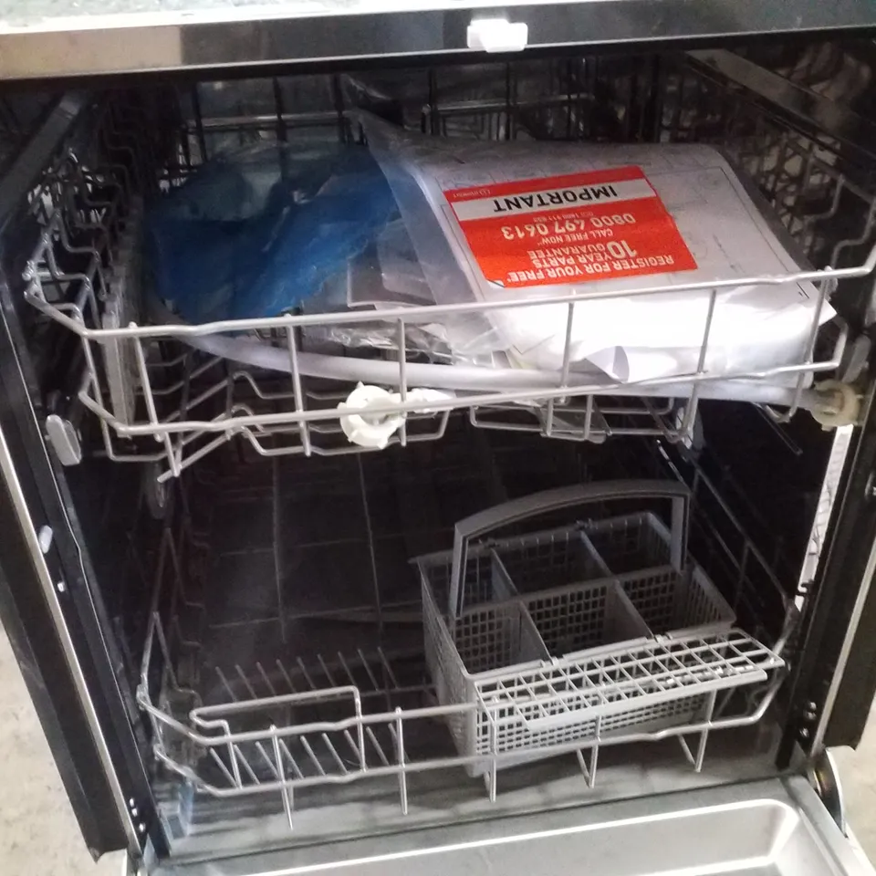 SWAN BUILT-IN DISHWASHER – 60CM, STAINLESS STEEL WITH BLACK DOOR PANEL