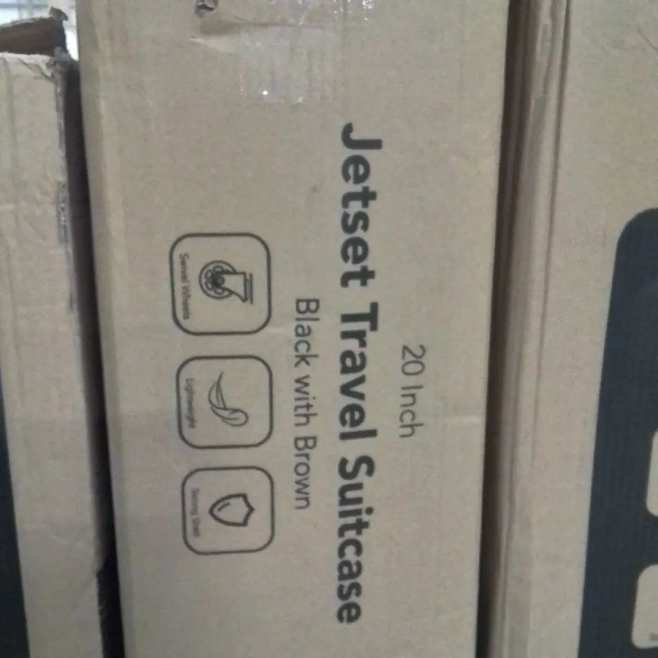 BOXED LUGG JETSET TRAVEL SUITCASE BLACK WITH BROWN 