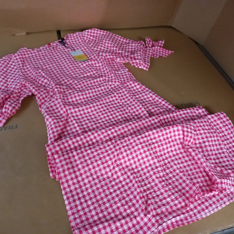 NOBODYS CHILD ESME MIDI DRESS IN PINK GINGHAM - 10