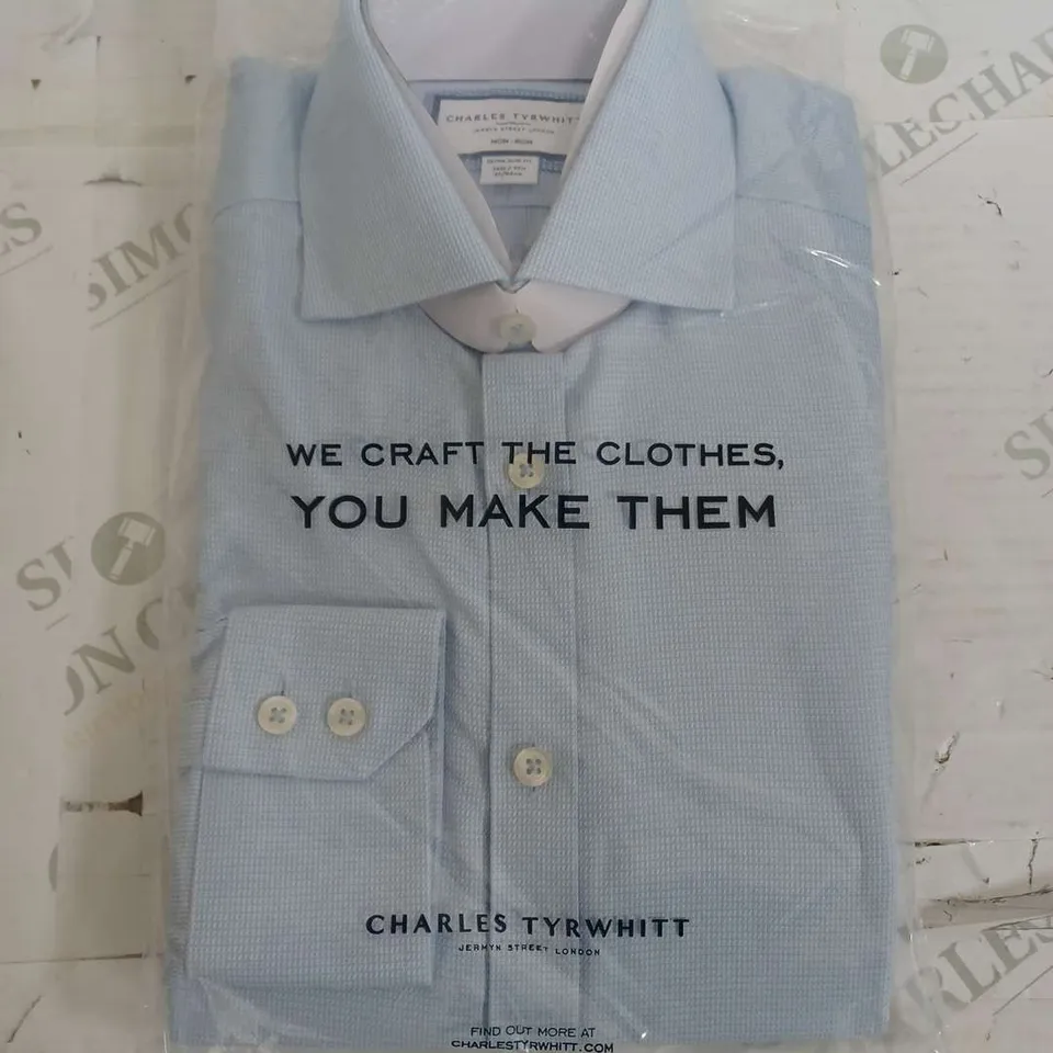 SEALED CHARLES TYRWHITT LIGHT BLUE EXTRA SLIM SHIRT - 37CM/84CM