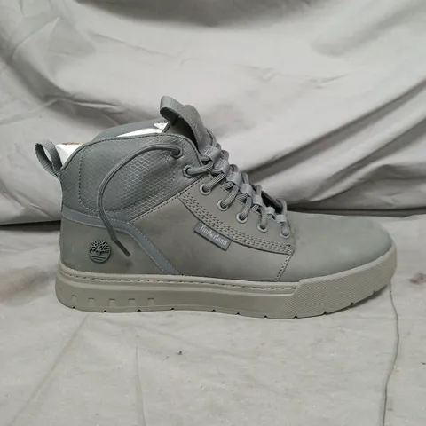 UNBOXED PAIR OF TIMBERLAND GREY NUBUCK BOOTS - MID-CUT, MEN'S - SIZE 9