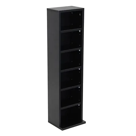 BOXED OYPLA 6 TIER BLACK WOODEN CD GAME BOOK SHELF STORAGE TOWER RACK