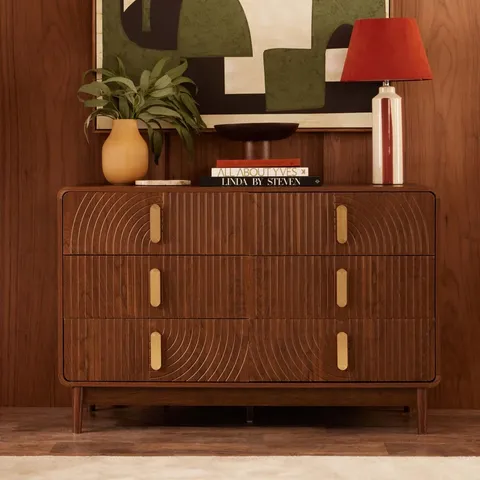 BOXED DUSK MARNIE 6 DRAWER CHEST - WALNUT (1 BOX)