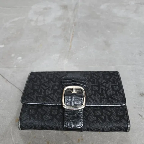 DKNY BLACK MONOGRAM WALLET WITH BUCKLE CLASP