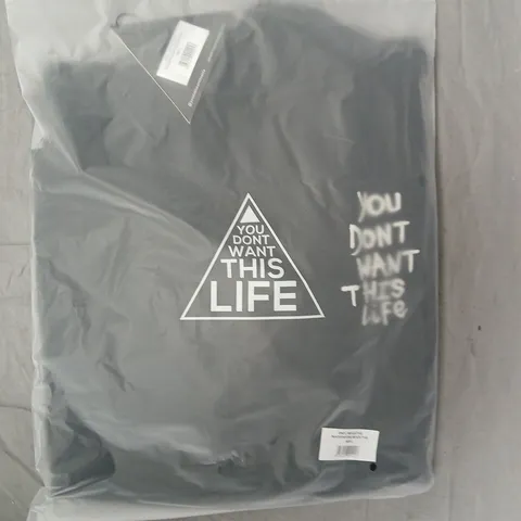 BOX OF APPROXIMATELY 18 YOU DON'T WANT THIS LIFE REFLECTIVE PAINTER HOODIES IN BLACK - SIZES VARY, BUT MAINLY LARGE