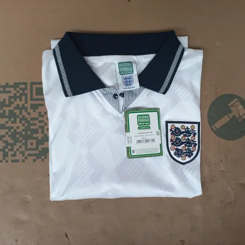 SCORE DRAW RETRO ENGLAND 1990 HOME FOOTBALL JERSEY SIZE LARGE