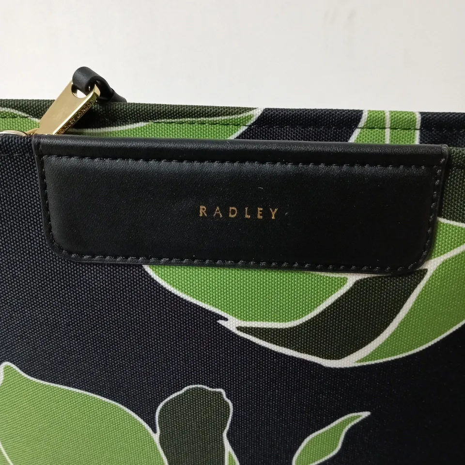 RADLEY CROSSBODY BAG – BLACK WITH GREEN FLORAL PRINT
