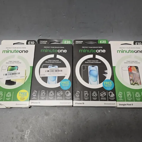 BOX OF APPROXIMATELY 22 ASSORTED ITEMS TO INCLUDE - MINUTE ONE IPHONE 16 CLEAR CASE ,  MINUTE ONE GOOGLE PIXEL 9 CLEAR CASE ,  MINUTE ONE IPHONE 15 CLEAR CASE ETC 