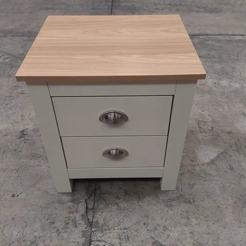 DESIGNER 2 DRAWER WOODEN BEDSIDE TABLE