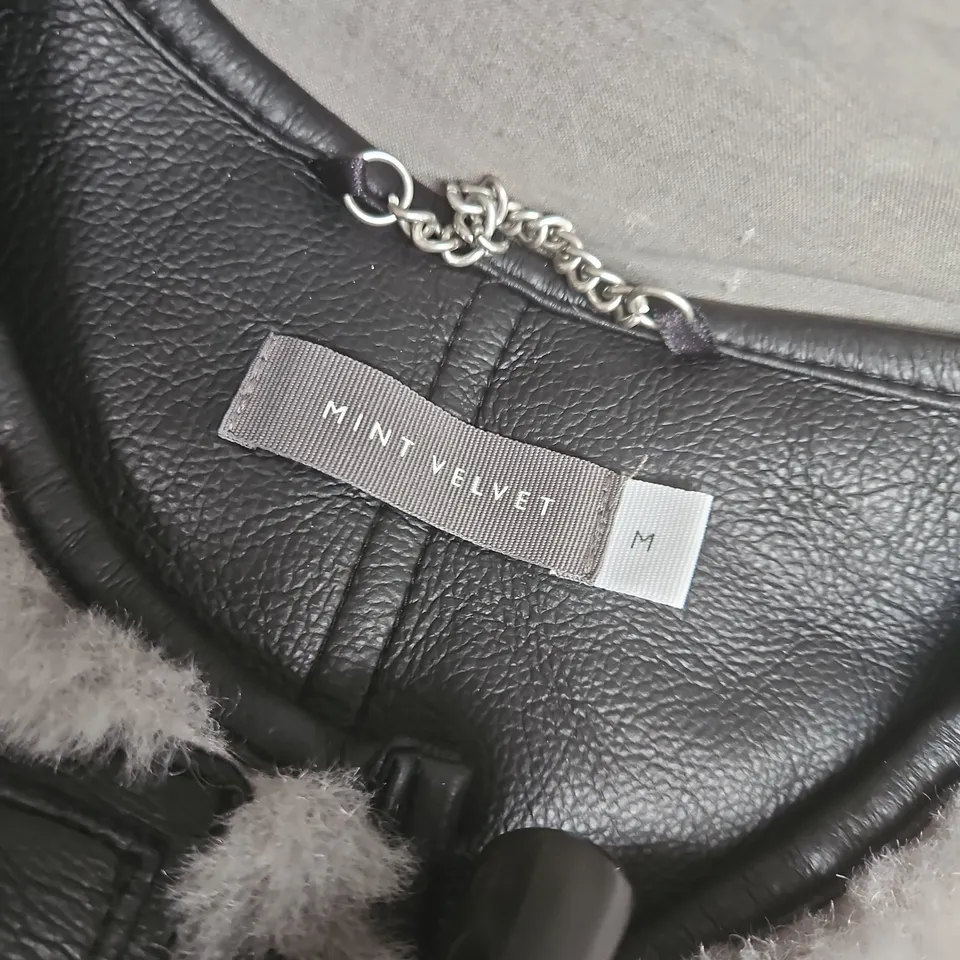 MINT VELVET WOMEN'S GREY FAUX SHEARLING COAT – UK SIZE M